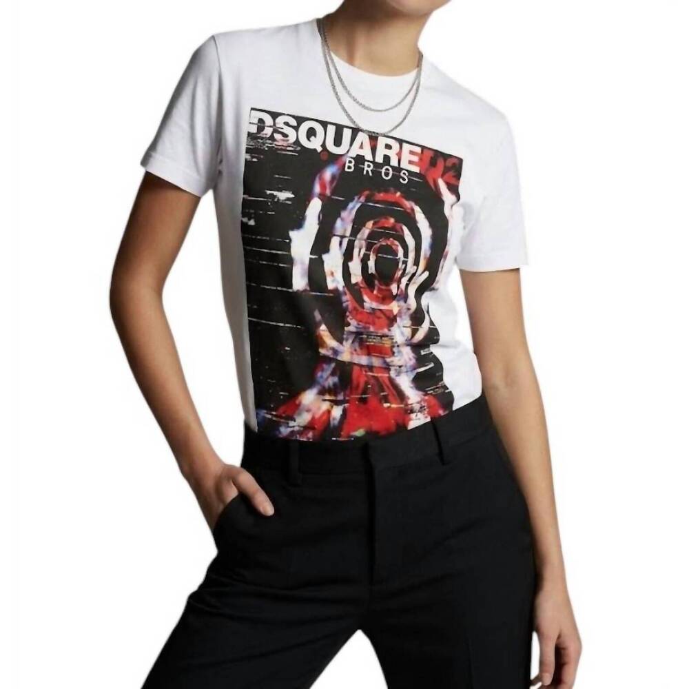 NEW DSQUARED2 women's logo graphic t-shirt in white